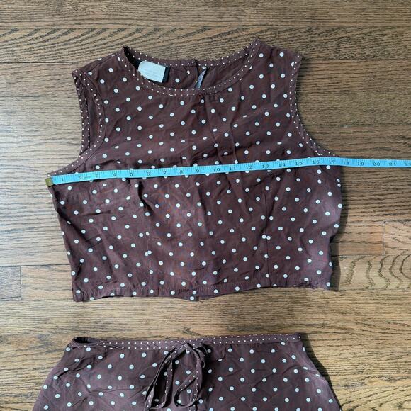 VTG VB Exclusive Brown Polka Dot Two-Piece Set Size Large - Picture 9 of 11
